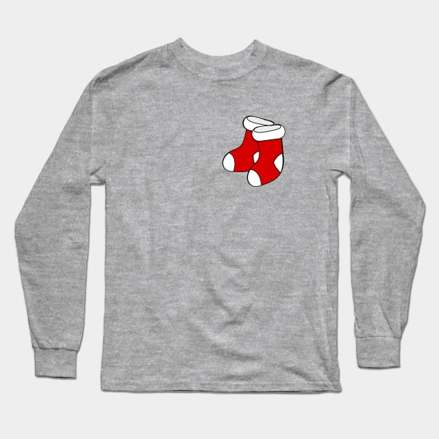 Red and White Socks Long Sleeve T-Shirt by traditionation